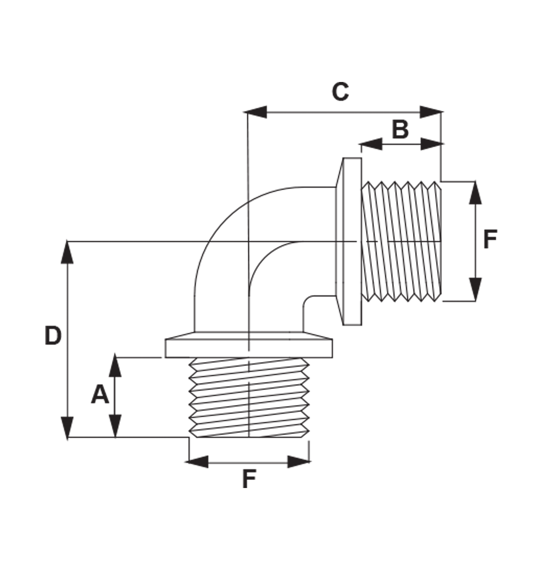 RACORD CURVO 90° MACHO - MACHO - Imagen 2