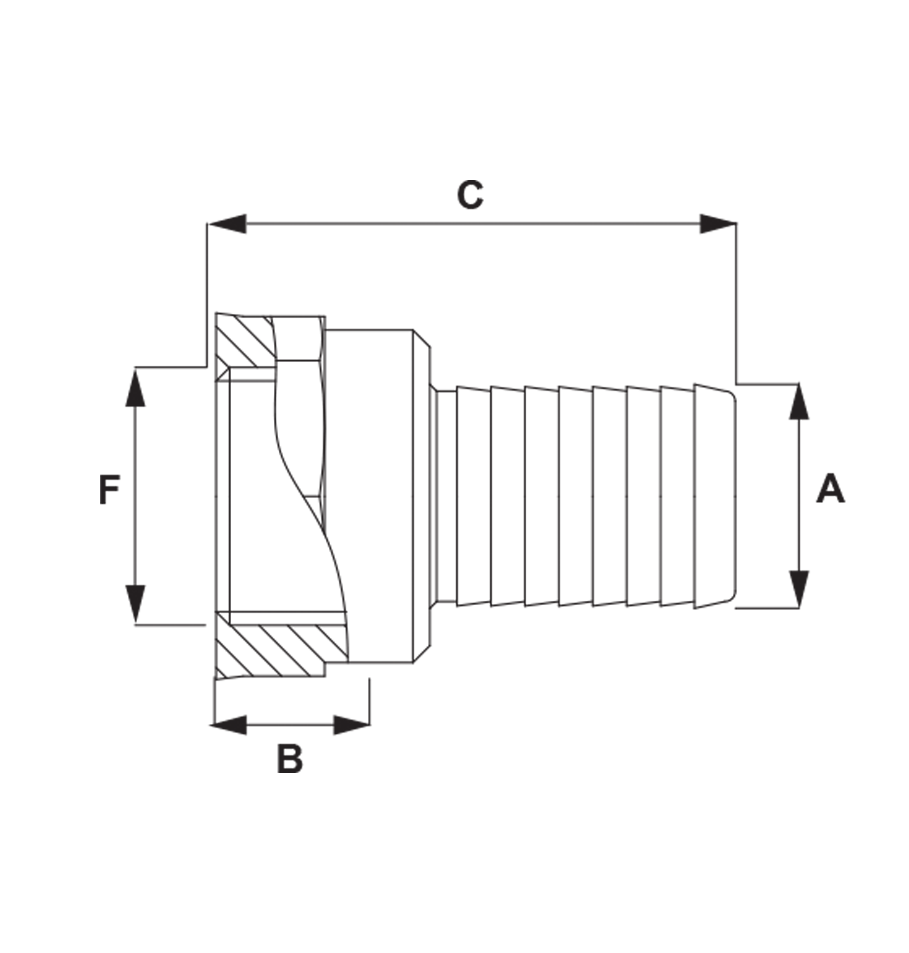 RACORD PORTAMANGUERAS RECTO ROSCA HEMBRA - Imagen 2